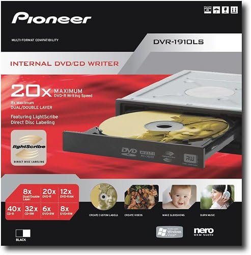Pioneer DVR-1910LS Internal LightScribe DVD/CD Writer IDE/ATAPI 20X, Black
