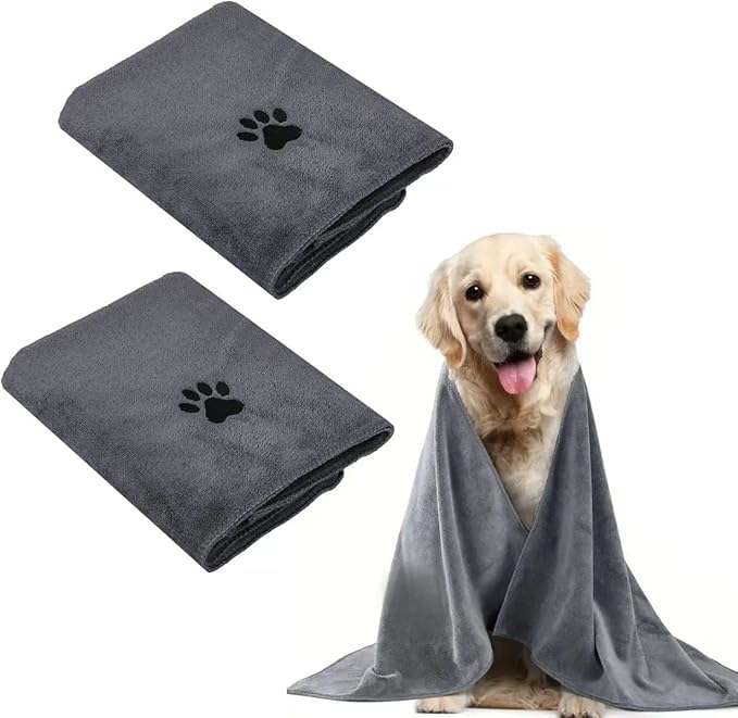 ZOVRIXIA 2 PCS Microfibre Dog Towel 75 X 35 CM Super Absorbent