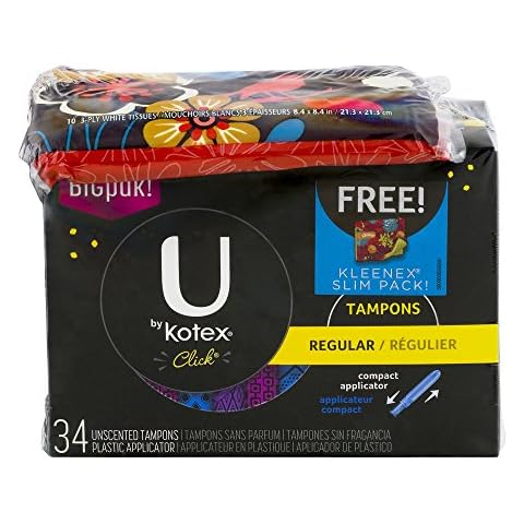 U by Kotex Click Compact Tampons, Regular Absorbency, Unscented, 34 Count by U by Kotex Cover