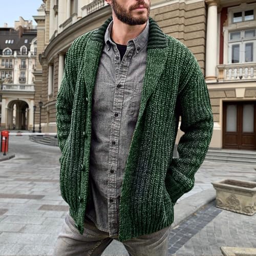 ZOCANIA Cardigan Sweaters for Men Cable Knit Sweater Shawl Collar Button Down Cardigans Casual Long Sleeve Mens Fall Sweater3