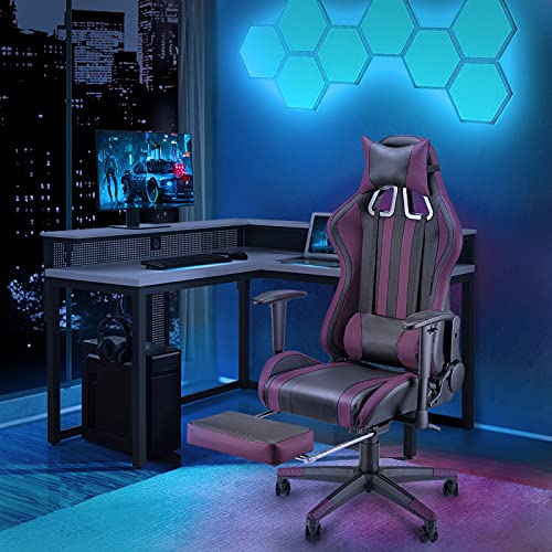 Soontrans-Silla-Gamer-Ergonomica-Silla-Gaming-con-Reposapies-Reposacabeza-y-Cojin-Lumbar-Reposabrazos-Ajustable-Mecanismo-de-Inclinacion-Carga-maxima-de-150-kg-Purpura