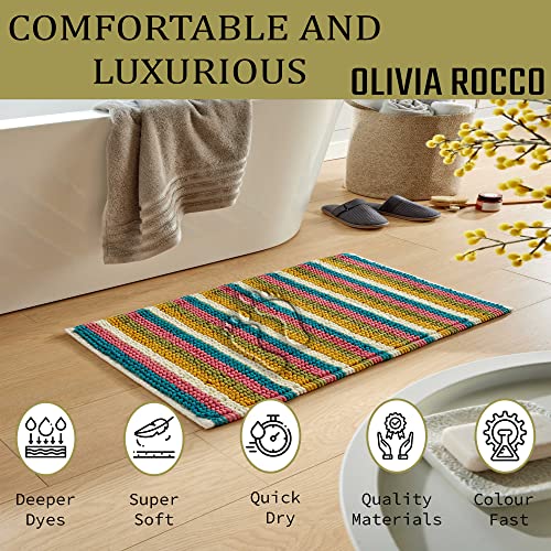 Olivia Rocco Padstow Stripe Bathmat Comfort To Your Bathroom Super Soft Absorbent Bath Shower Mats Washable Dry Fast Durable Classic Design - Image 3