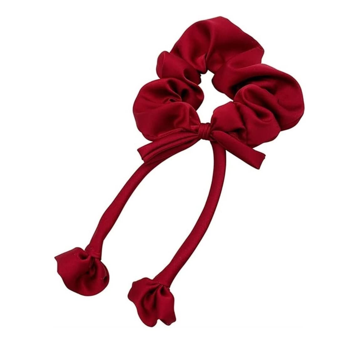 Elastici Capelli Donna Anello Per Capelli Con Fiocco In Raso Rosso, Copricapo In Corda Per Capelli Con Capelli Legati Alla Francese Retrò Femminile Elastico Capelli Donna