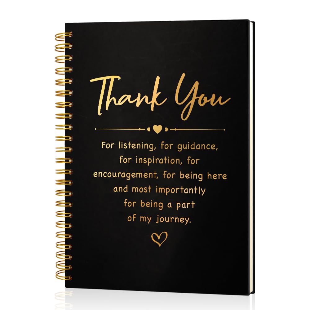 Msticey Quaderno a spirale con 160 pagine bianche con copertina rigida in lamina d'oro, regalo di apprezzamento per dipendenti, dirigenti, membri del team, regalo di ringraziamento per colleghi e