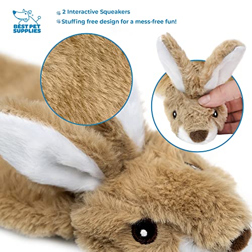Image of Best Pet Supplies 2-in-1 Stuffless Squeaky Dog Toys with Soft, Durable Fabric, No Stuffing for Indoor Play, Holds a Plastic Bottle - Large (Hare, Sheep, Cow, Pig, Penguin)