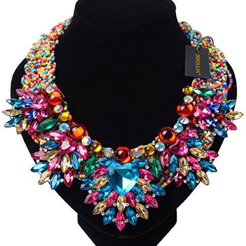 Fashion Jewelry Christmas Gift Multicolor Resin Acrylic Beads Cluster Chain Choker Collar Crystal Rhinestone Bib Statement Pendant Necklace - Image 3