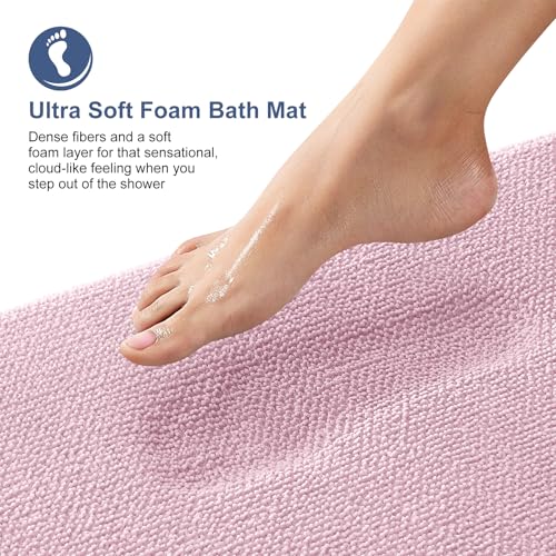 Image of OLANLY Thick Memory Foam Small Bathroom Rugs 24x16, Extra Soft Absorbent Bath Rug, Quick Dry Bath Mats, Non-Slip, Machine Washable Mat for Bathroom, Tub and Shower, Home Decor Accessories, Dusty Rose