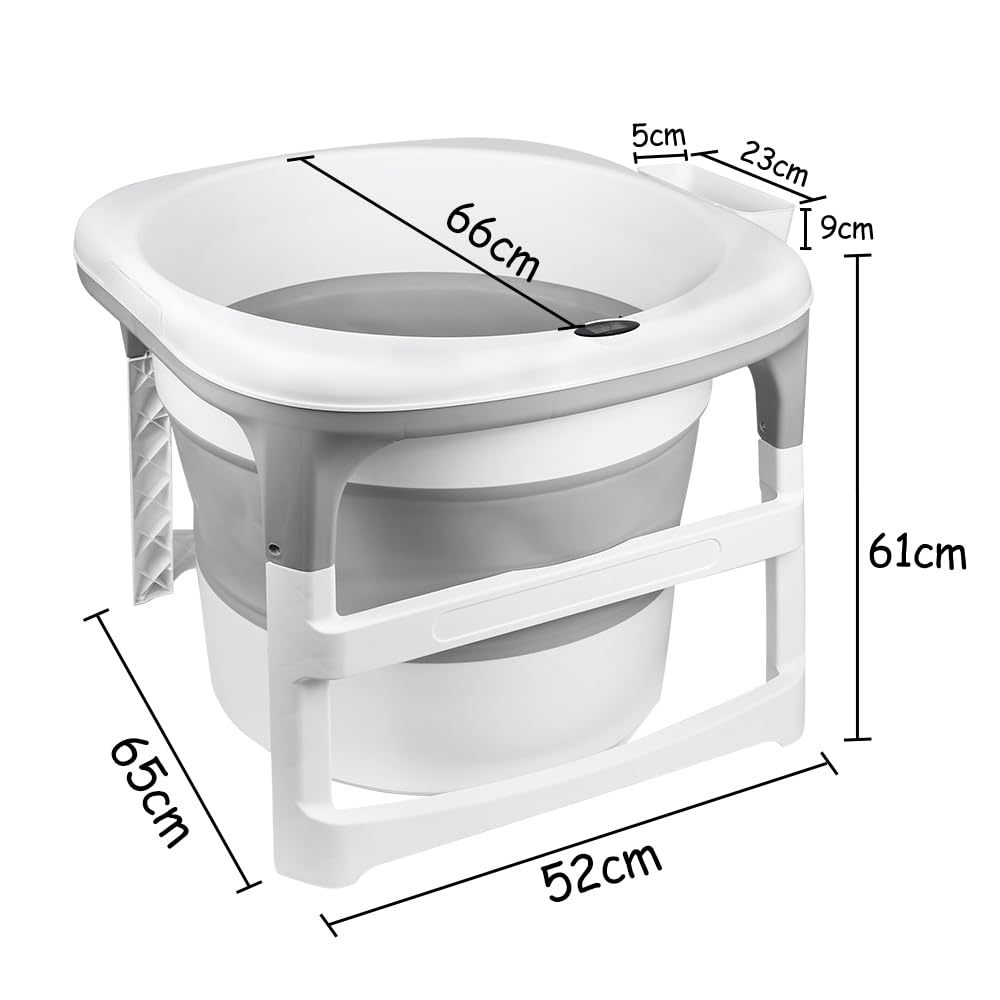 Bañera plegable para bebé, bañera infantil, bañera plegable para niños de 0 a 9 años, para la ducha, para recién nacidos, para toda la familia, gris, antideslizante, para bebé, 7 x 75 x 67 cm (gris)