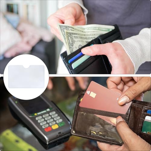 CREATCABIN 40Pcs RFID Blocking Sleeves Credit Card Sleeves Protectors Set White Aluminum Identity Theft Protection Holders Waterproof RFID Card Secure Planners Envelopes for Men Women Purse Wallets4