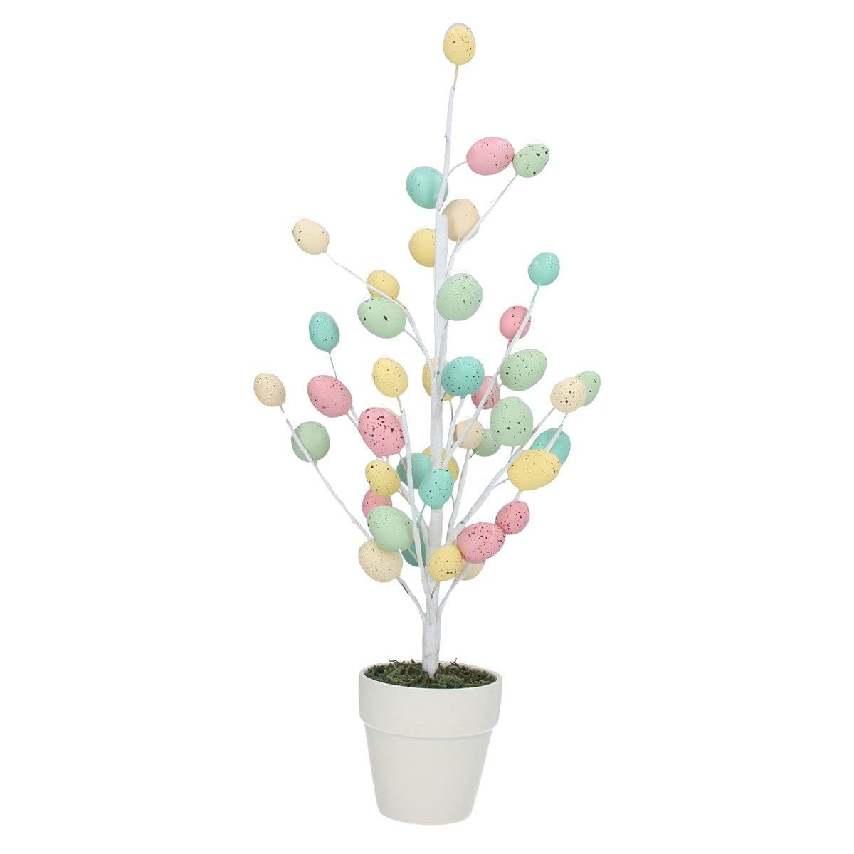 Gisela Graham White, Multicolored Eggs Pastel Egg Easter Twig Tree In Pot Decoration