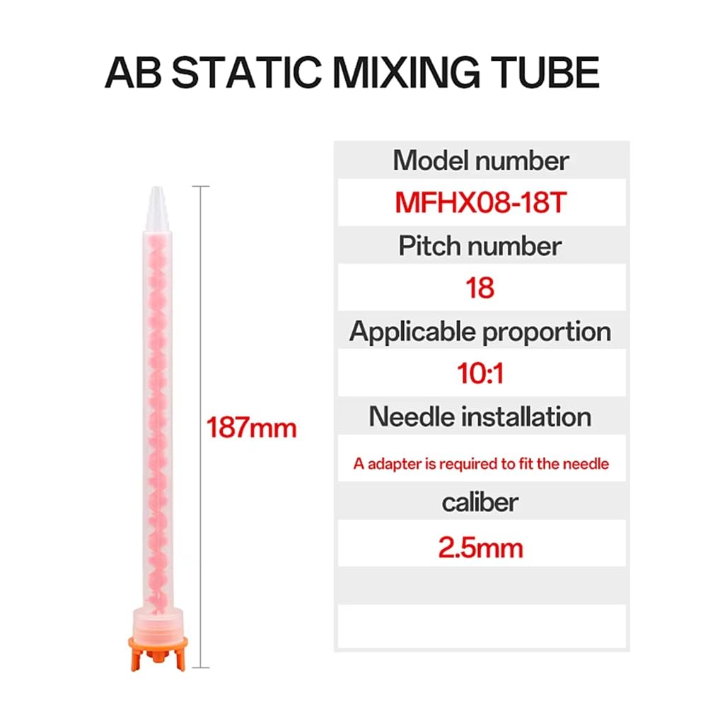 Adhäsive Patronen Epoxy-Mischdüse 20pcs Statische Mischdüse MFHX08-18T Tippmixer Düsen (4: 1/10: 1 Verhältnis)