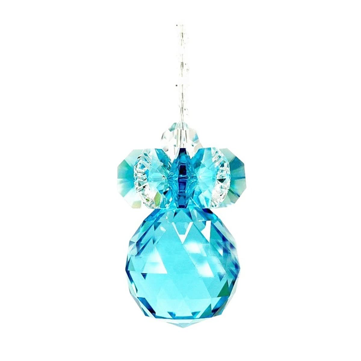 JUIYU Garden Suncatchers 2pc 30x300mm(H) Crystal Beads with Crystal Faceted Balls Prism Handmade Pendant Necklaces (Color : Aqua)