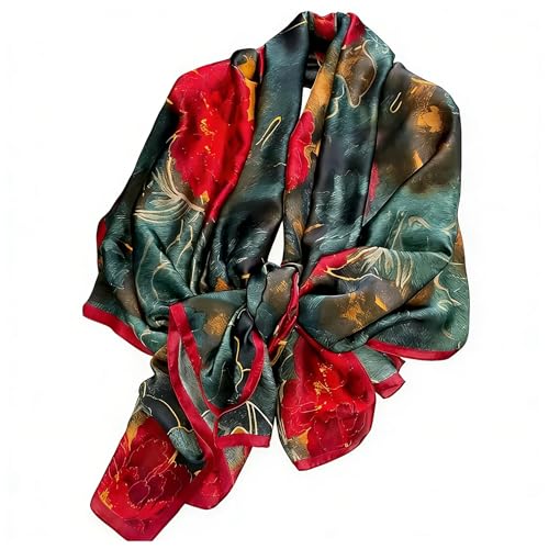 Wojgzon Women Silk Feeling Scarf Floral Pattern Lightweight Soft Large Scarves Satin Neck Scarf Sunscreen Shawls Wrap