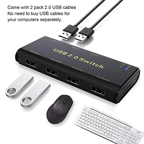 image for USB Switch Selector,ABLEWE KVM Switcher 4-Port USB 2.0 Peripheral Shar