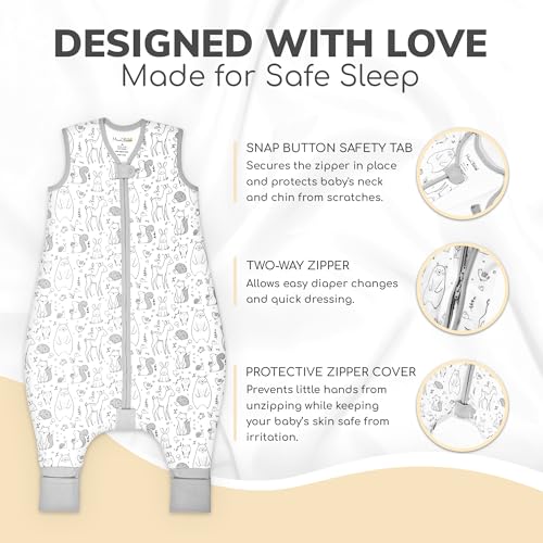 Image of Mama Cheetah Toddler Sleep Sack with Feet 4T-5T, 0.5 TOG Organic Cotton Baby Wearable Blankets with Legs, Baby Sleeping Bag for Walkers, Early Walker X-Large