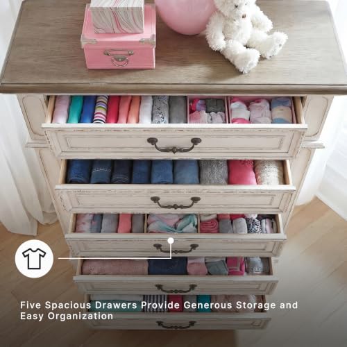 Image of Signature Design by Ashley Realyn Tall Chest of Drawers, White Dresser