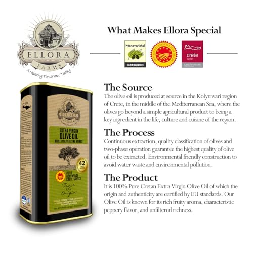 Ellora Farms 852033-AMZ Single Estate Traceable Extra Virgin Olive Oil 1 Liter Pdo Tins thumb #2
