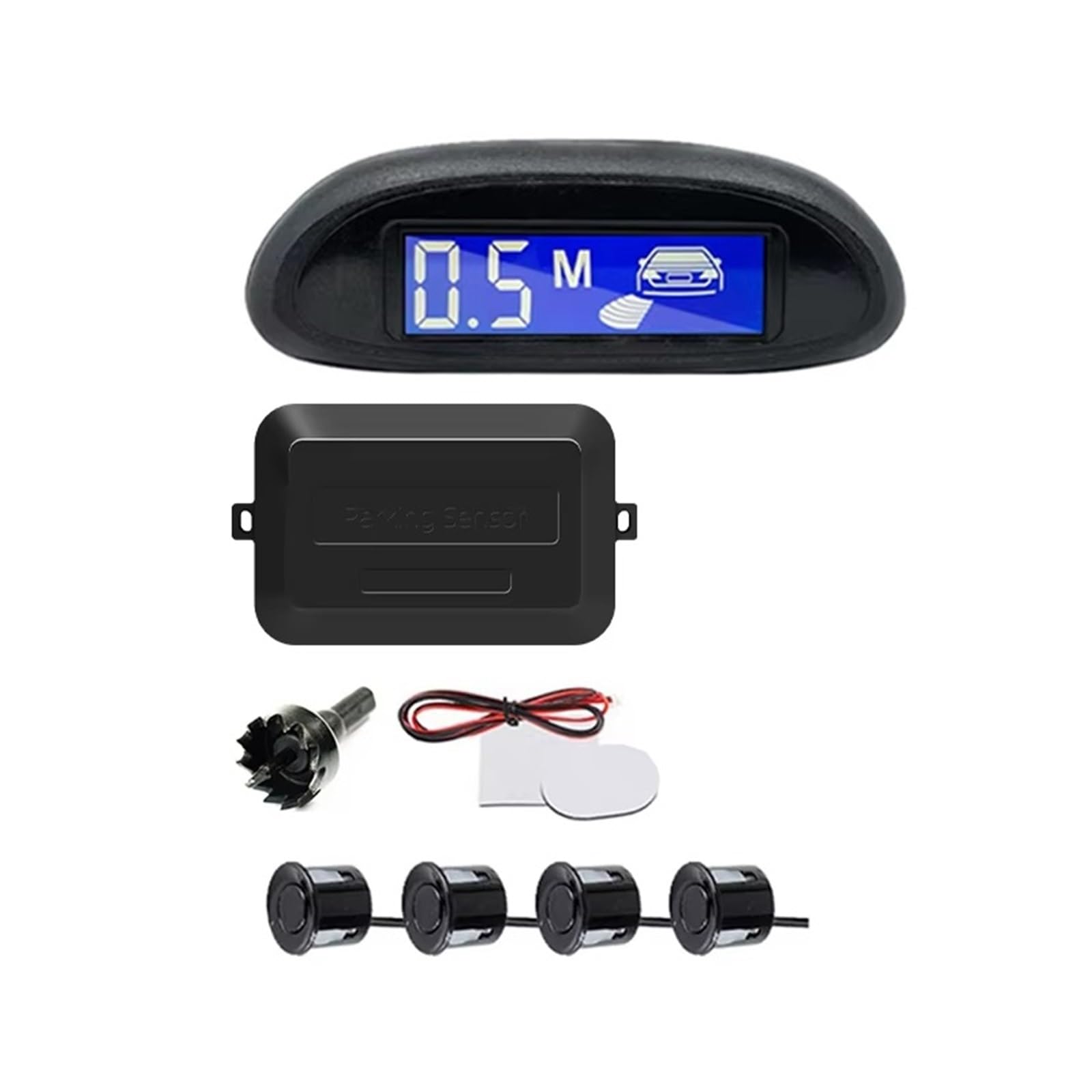 voiture capteur stationnement Capteur Stationnement Voiture Avec Moniteur Recul Parktronic Automatique 4 Capteurs Systèmes Radar Affichage Rétroéclairé Stationnement(White)