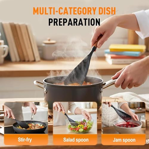 Silicone Spatula, Heat Resistant Scraper Tool, Non Stick Kitchen Turner, Silicone Cooking Utensil, Spatula with Flexible Head, Scraper for Flipping Scraping Vegetable Meat Burgers Eggs Home Apartment – Image 6