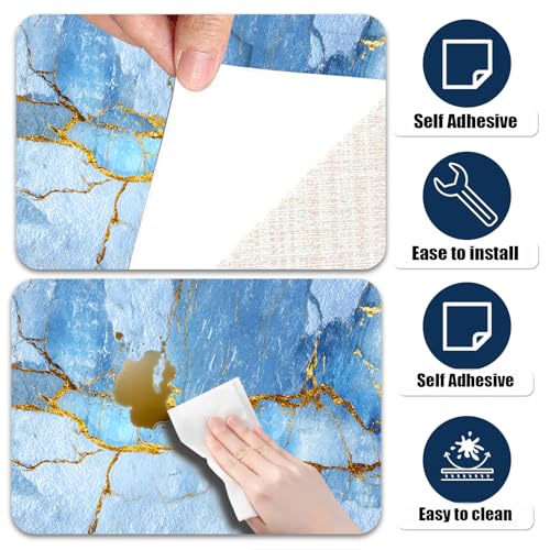 Image of Nuxovilar Light Blue Crystal Marble Wallpaper Peel Stick 15.75x39.37