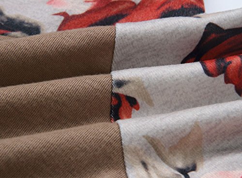 Angashion Women's Floral Printed Long Sleeve Pullover Hoodies Sweatshirt Sweaters Tops Khaki M #TOP4