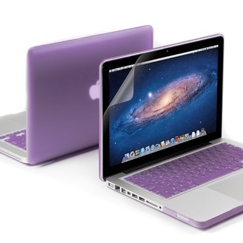3 in 1 bundle Matte Surface Crystal Rubberized Hard Shell Case cover protector for Apple Macbook Pro 13-inch 13" (A1278)& Keyboard Cover & LCD HD Screen protector,13.3" Pro,Purple(bundle)