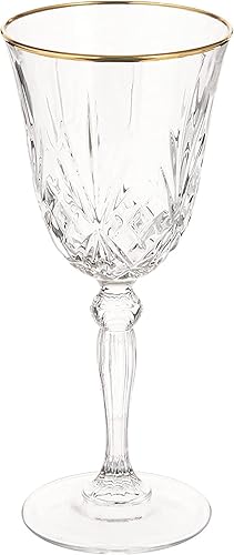 Miniatura 8 de Cristalería de cristal elegante y moderna para organizar fiestas y eventos, copa de vino blanco, banda dorada, juego de 4, 6 onzas.