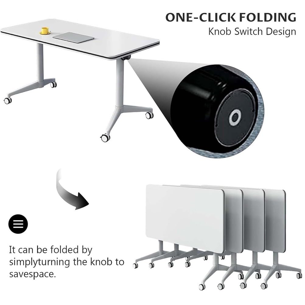 Mobile, klappbare Konferenztische mit Rollen – Klappbare Tischplatte für Büro, Klassenzimmer, Schulung – 120 x 60 x 75 cm, platzsparend