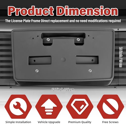 Image of License Plate Bracket Accessories for Chevrolet Chevy Silverado 1500 2014 2015, Front Bumper License Plate Holder Replacement Frame Black Mount