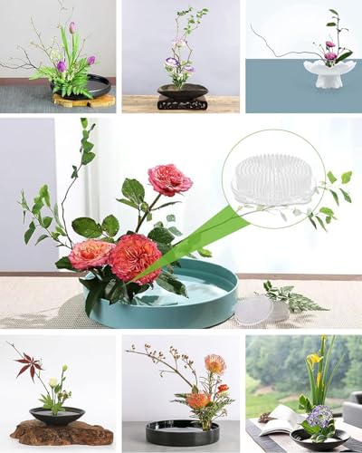 WINXMIN 2 pièces Pin Ikebana Convient Ronde,Transparent Ikebana Arrangement Fleurs Avec 3 Ventouses,Flower Frog,Support En Forme Grenouille,Pique-Fleurs,Grille Pour Maison,Bureau,Fleuriste – vue 5