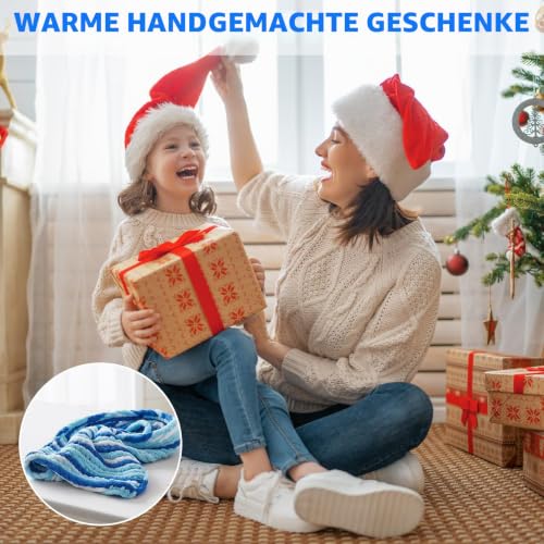 Fegat Dicke Wolle Garn 500g Blau Weiß – Bild 8