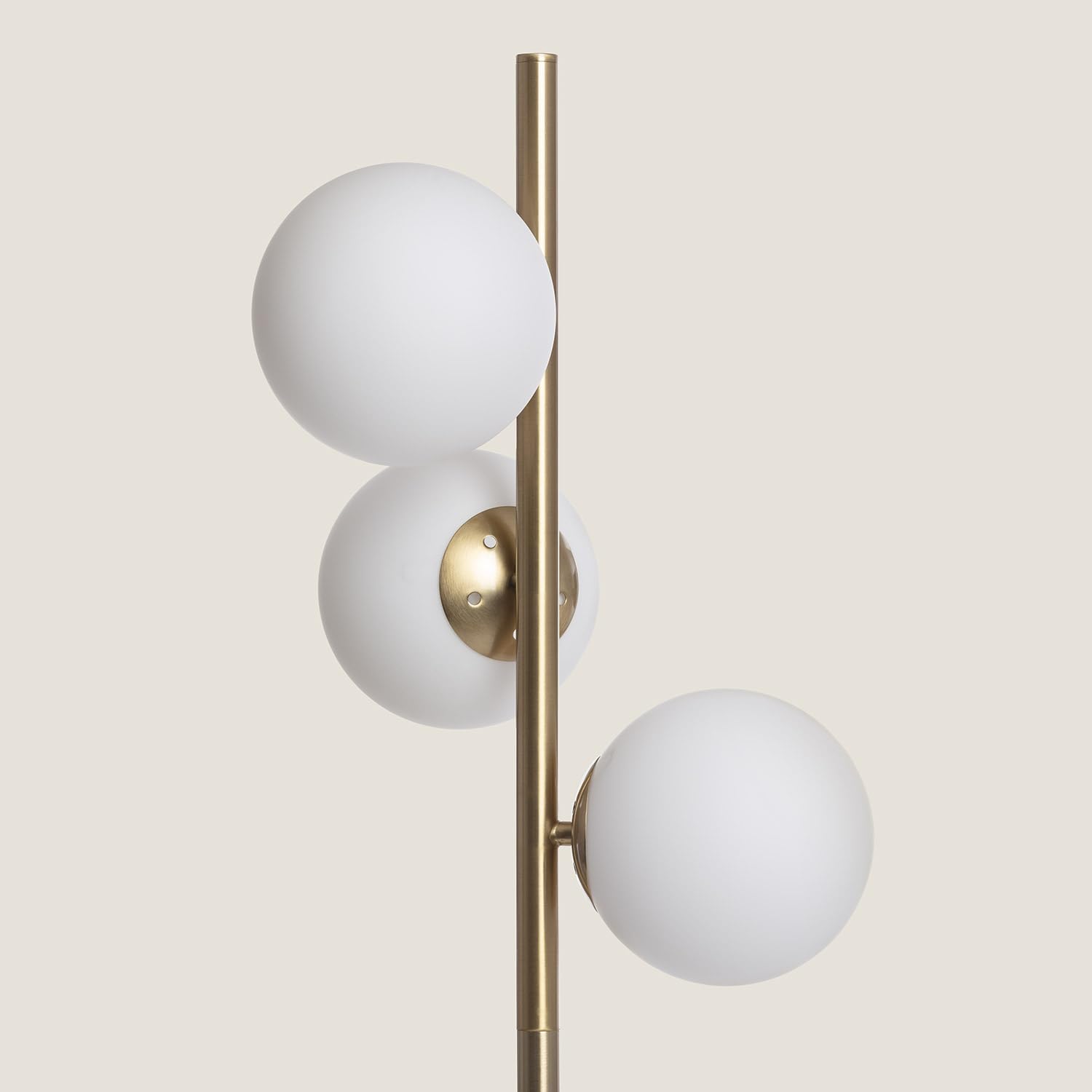 LEDKIA Lámpara de Pie Metal y Cristal Moonlight Brass Round 3 Focos Dorado