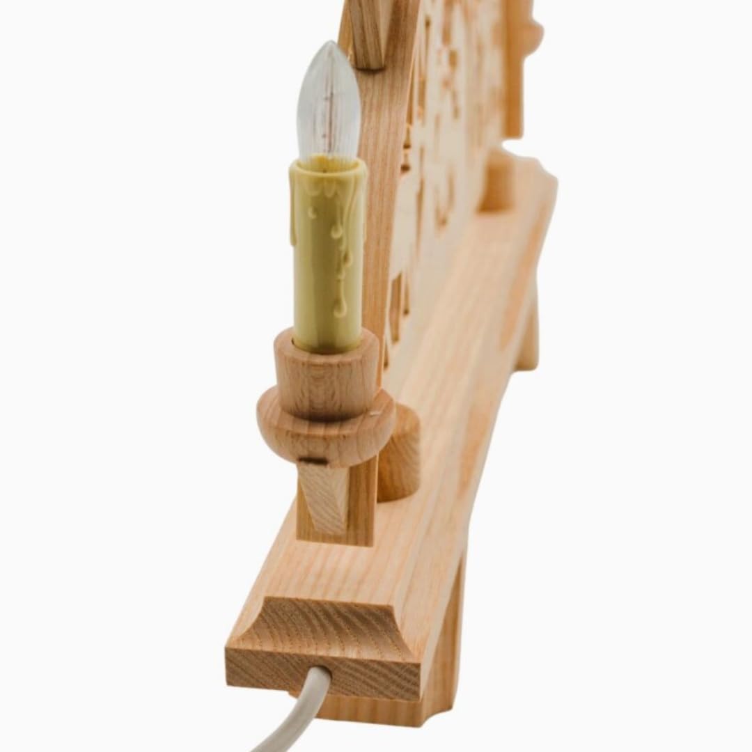 Lichterbogen DBR30 – Schwibbogen aus Holz – Erzgebirge | 37 x 31 x 5 cm – Leuchtbogen mit 5 Kerzen – Original Erzgebirge Fensterbogen – handgemachte Weihnachtsdeko