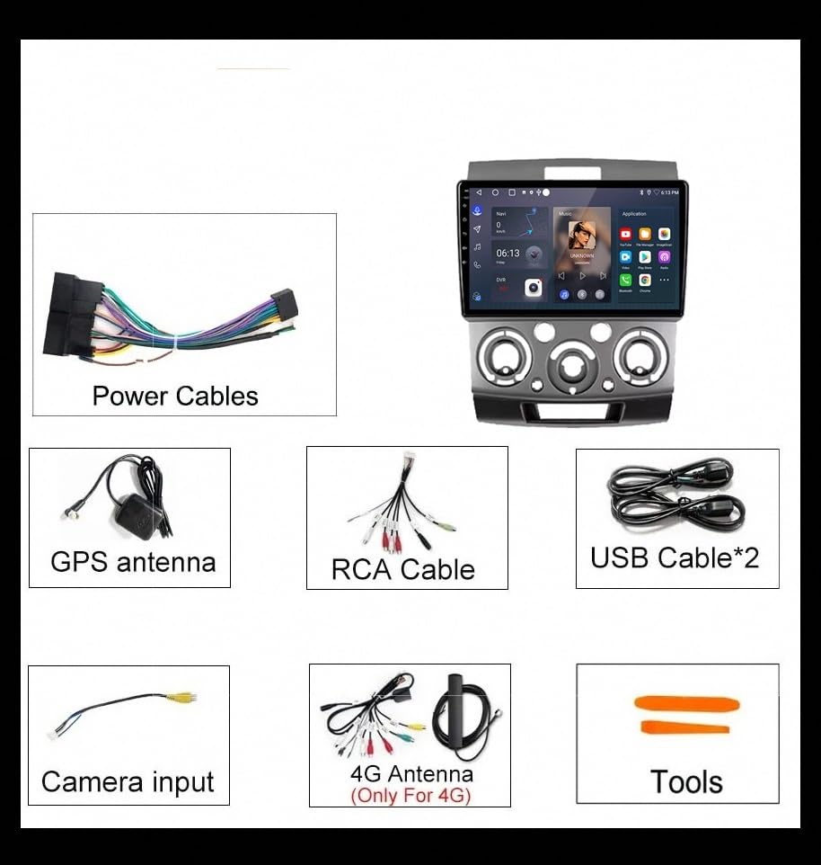 Navegación GPS y estéreo para Mazda BT-50 2006-2011 con Bluetooth 1G+32G 5