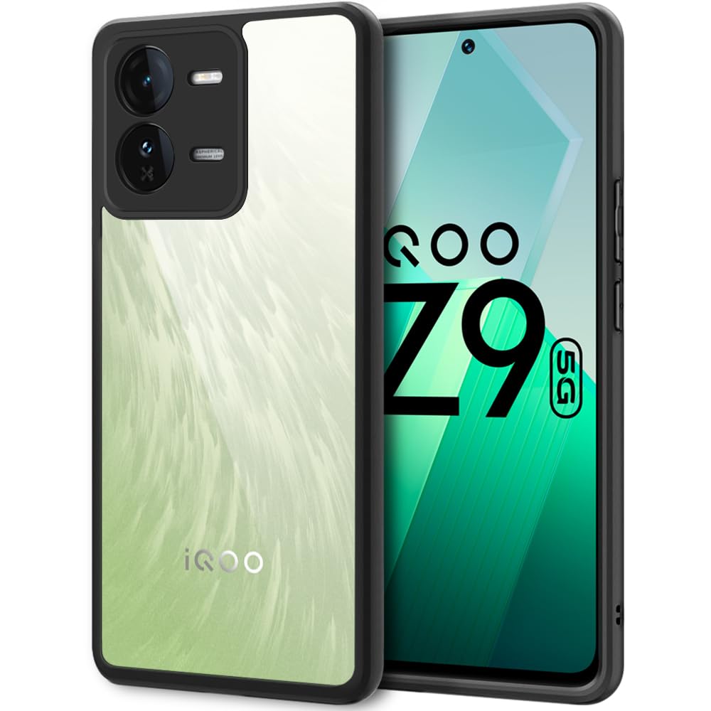 TheGiftKart Ultra-Hybrid Shockproof Sleek Armor Back Cover Case for iQOO Z9 5G | 360° Protection | Crystal Clear Hard Back Transparent Cover Case for iQOO Z9 5G (PC & TPU, Black Bumper) (B0CY2B4LJS) Amazon Price History, Amazon Price Tracker