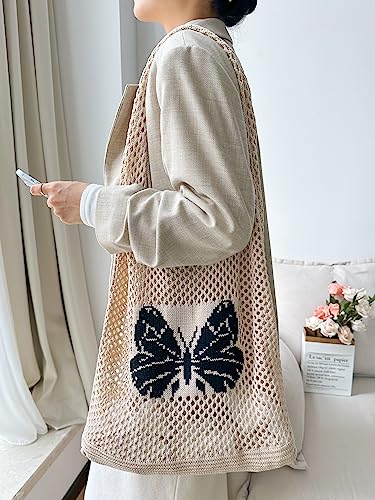 Image of ENBEI Beach Bag Crochet Tote bag for Women,Aesthetic Boho Large Bag,Foldable&Lightweight,Shopping,Beach,Travel,Daily Use