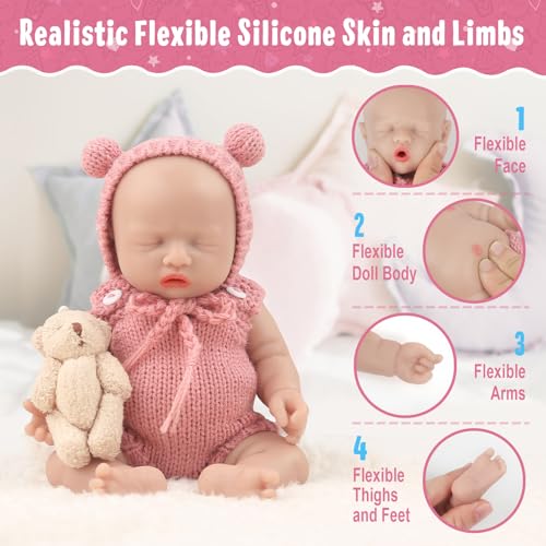 Muñeca bebé mini de silicona realista 8 pulgadas miniatura 6