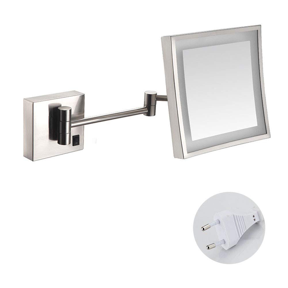 Miroir de maquillage mural carré extensible pour corriger les détails