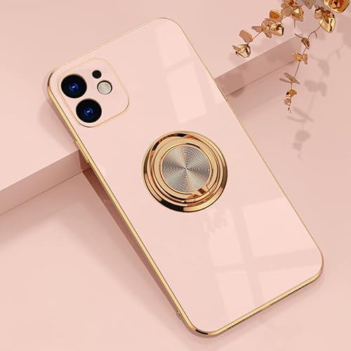 aowner Funda compatible con iPhone 11 con anillo chapado en oro rosa, borde de rotación de 360 grados para mujeres y niñas, funda protectora de TPU aowner Funda compatible con iPhone 11 con anillo chapado en oro rosa, borde de rotación de 360 grados para mujeres y niñas, funda protectora de TPU