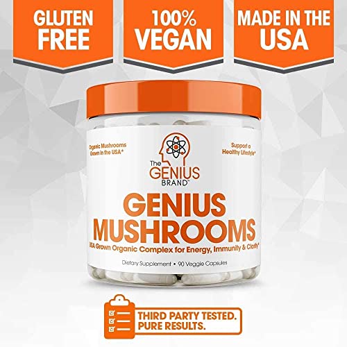 Genius-Mushroom--Lions-Mane-Cordyceps-and-Reishi--Immune-System-Booster-Nootropic-Brain-Supplement--Wellness-Formula-for-Natural-Energy-Memory-Liver-Support-90-Veggie-Pills