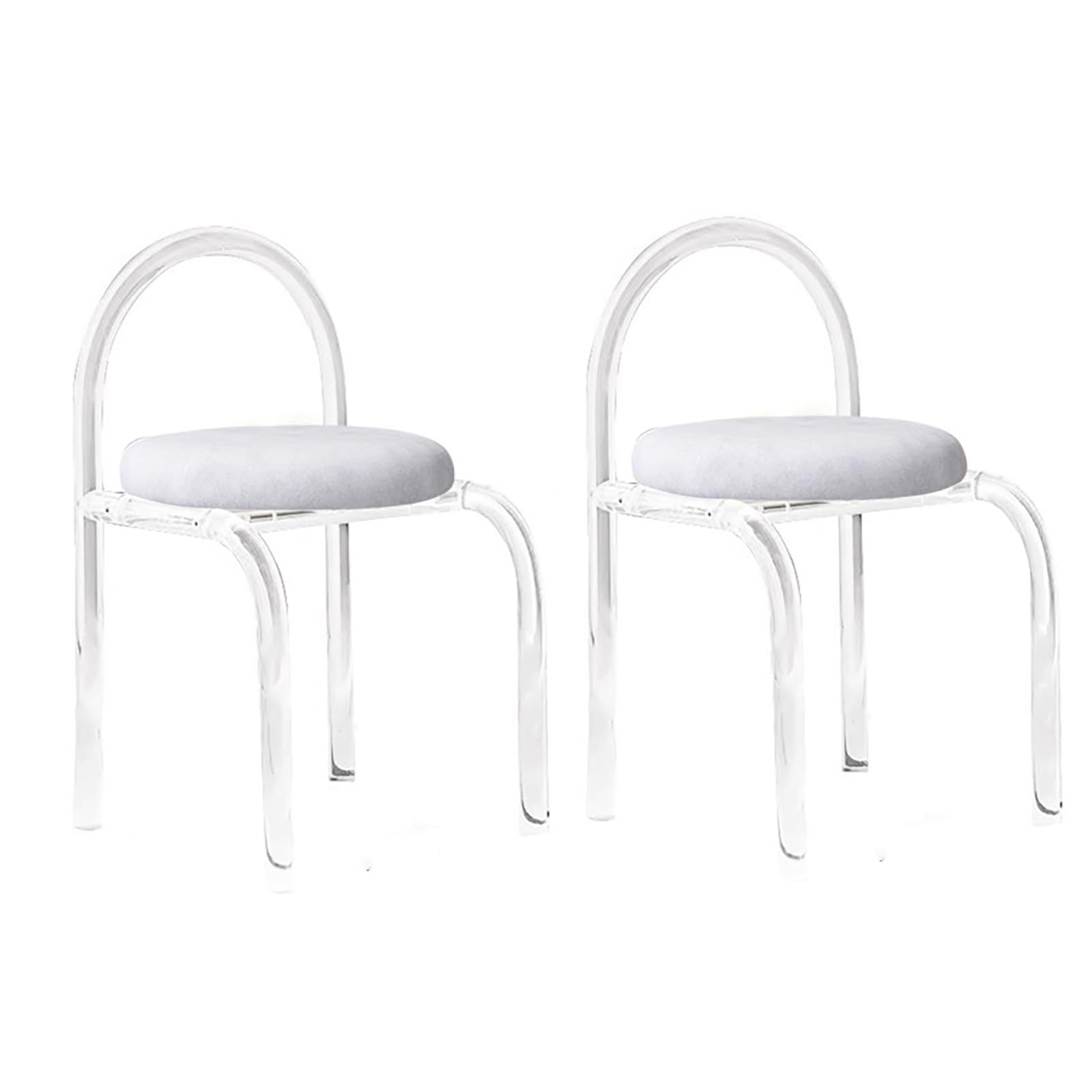 Set di 2 sedie da pranzo moderne con rivestimento in velluto acrilico con gambe trasparenti per cucina, mobili da bar senza braccioli, per sala da pranzo, camera da letto, mobili da pranzo eleganti e