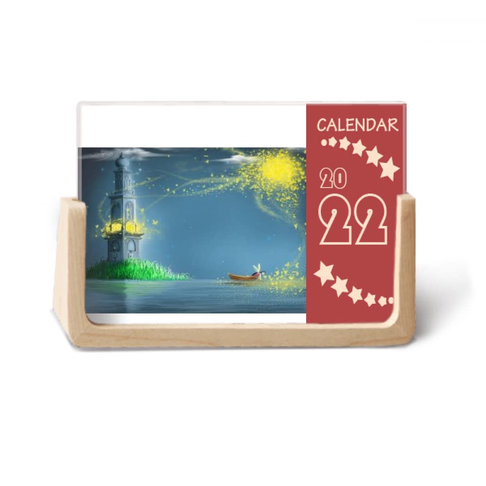 Silent Night Lighthouse Fairy Fuying Painting 2022 Desk Calendar Planner 12 Month