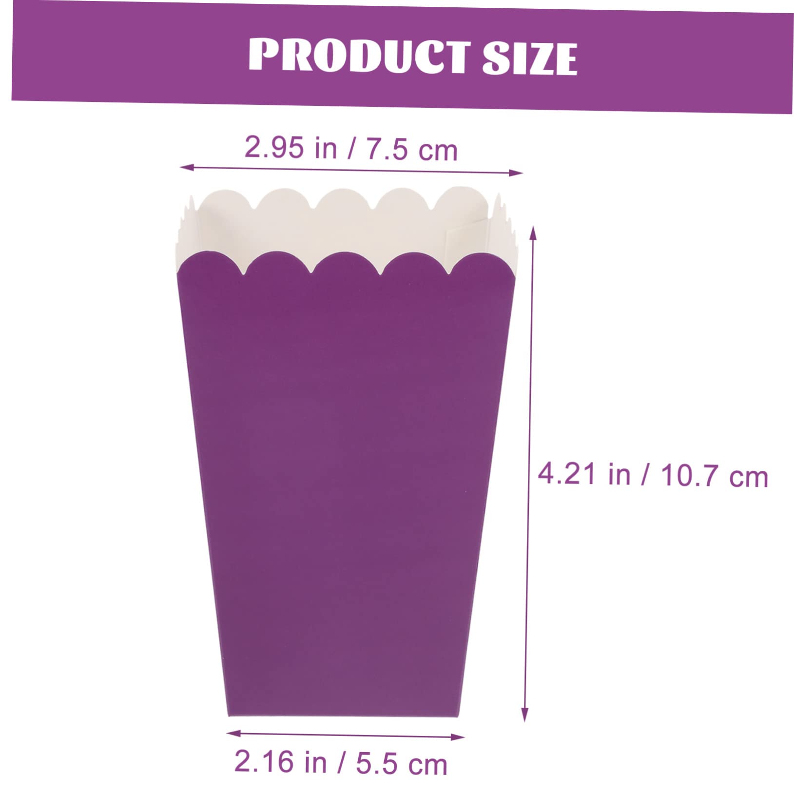 MUCKLILY 50pcs Boxes Popcorn Box Movie Night Party Popcorn Bowl Baking Disposable Holder Cardboard Popcorn Container Cake Container 250g White Cardboard Purple Paper Decorations