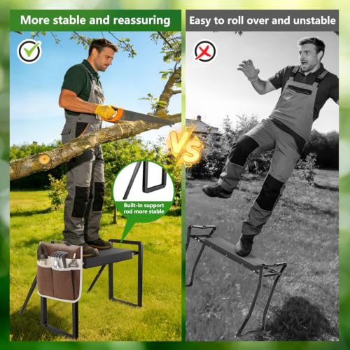 Image of Garden Kneeler and Seat Foldable Gardening Stool with Extendable Legs