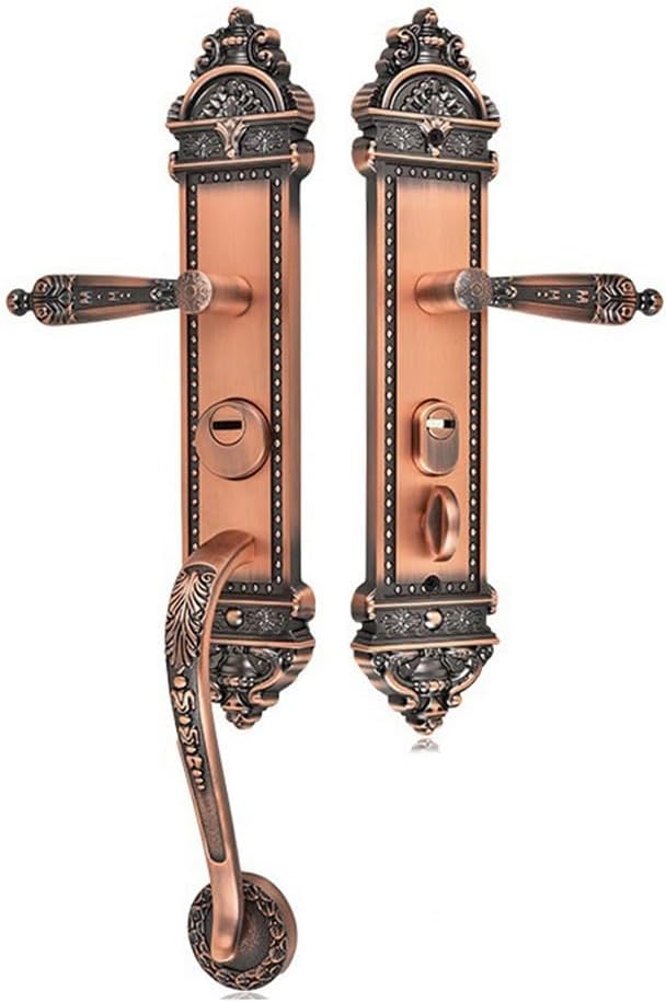 Security Door Lock Zinc Alloy Carved Handle Cylinder Solid Wood Locks