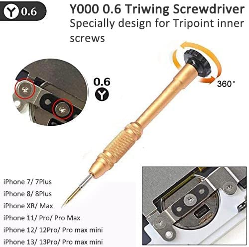 Ogodeal Screwdriver Set Kit For Apple Iphone 8 8 Plus 7 7 Plus 11 12 13 Pro Max Mini Screwdriver Set 1.5Mm Phillips,0.8Mm Star Pentalobe Screwdriver,Y 0.6Mm Tri-Point Triwing Iphone X Repair Tool Kit #TOP4