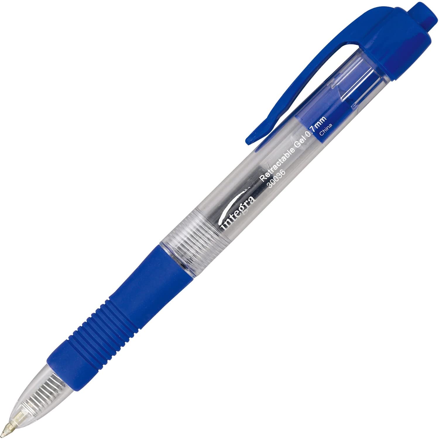 Integra 30036 Gel Pen, Retractable, Comfort Grip.7mm Point, Blue