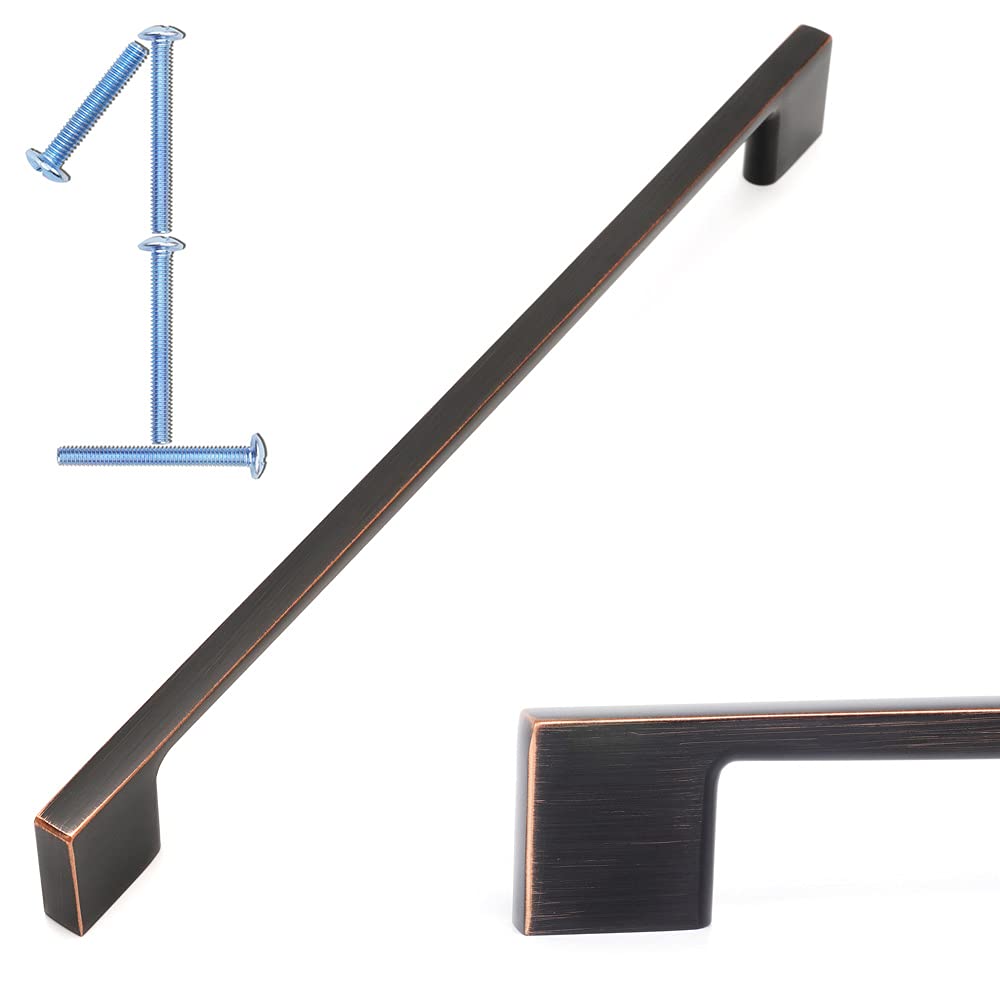 KOOFIZO 1 Pack 8-4/5 Inch Oil Rubbed Bronze Kitchen Cabinet Pulls Rubbed Bronze Cabinet Handles Bronze Cabinet Hardware for Kitchen Cabinets Drawer P01 Dresser Cupboard Bedroom Bathroom — image 1