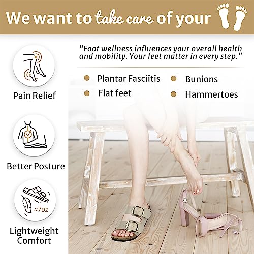 Sweechee Women's Cork Footbed Sandals, Double Buckle Slides, Taupe, US 8 - image 6
