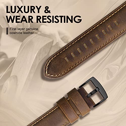 EDIMENS Genuine Leather Bands Compatible for Apple Watch Bands 38mm 40mm 41mm Men Women, Soft Vintage Genuine Leather Replacement Band Wristband for iWatch Series 7 6 5 4 3 2 1 SE Sports Edition,